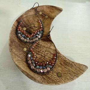✨ Multicolor Crystal Beaded Teardrop Hoop Earrings Copper Tone ✨